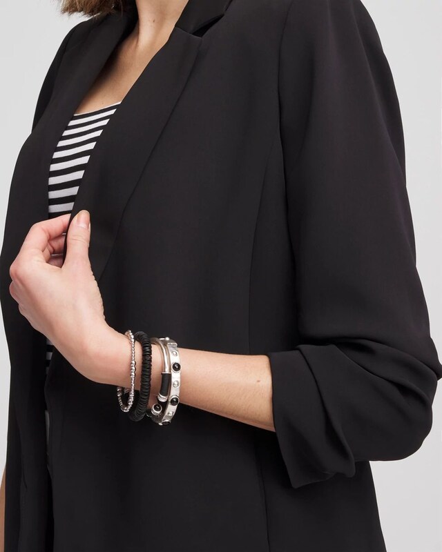 Notched-Lapel Ruched Sleeve Blazer - image 4